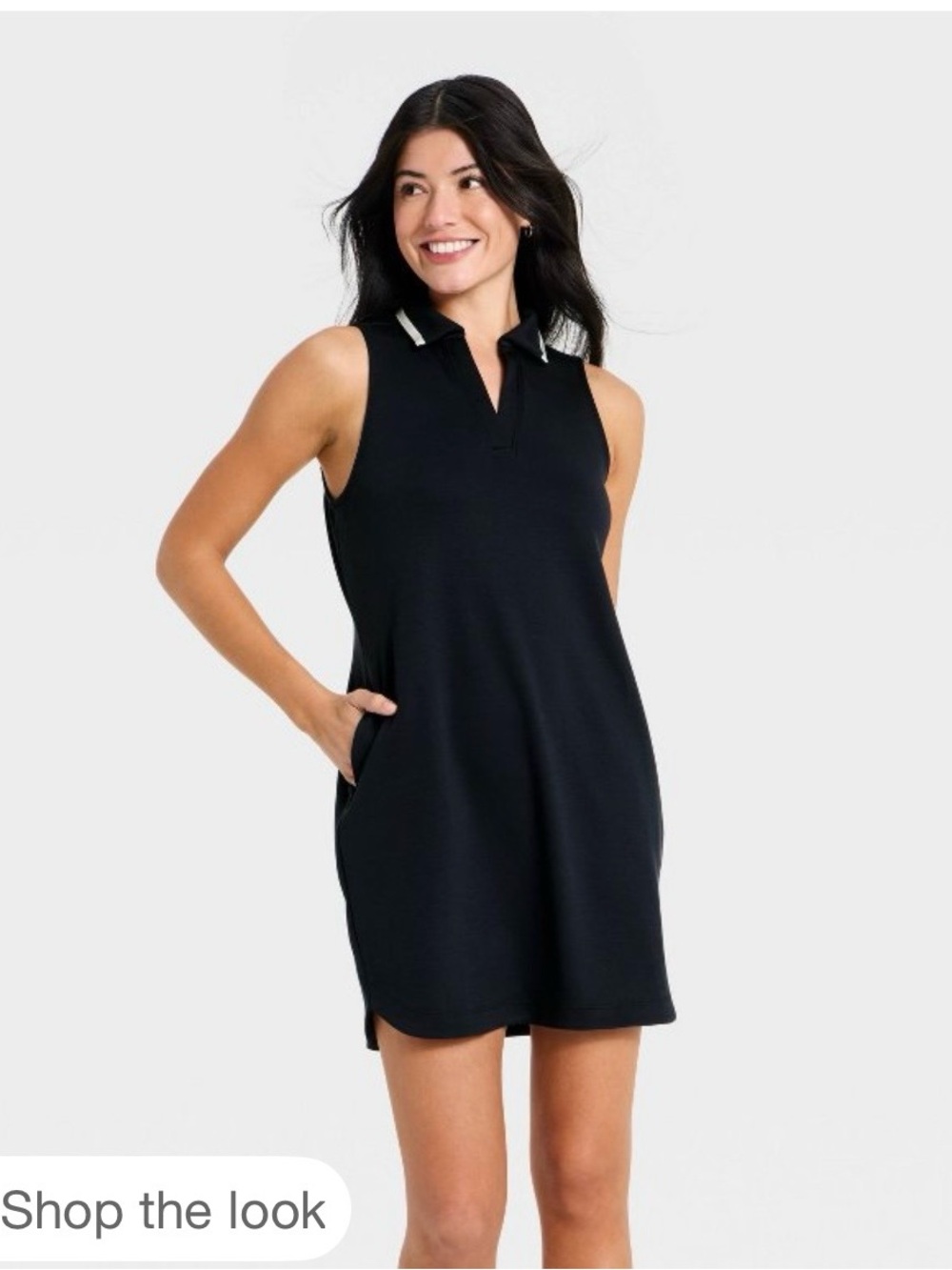 All in Motion Women's Black Sleeveless Polo Dress